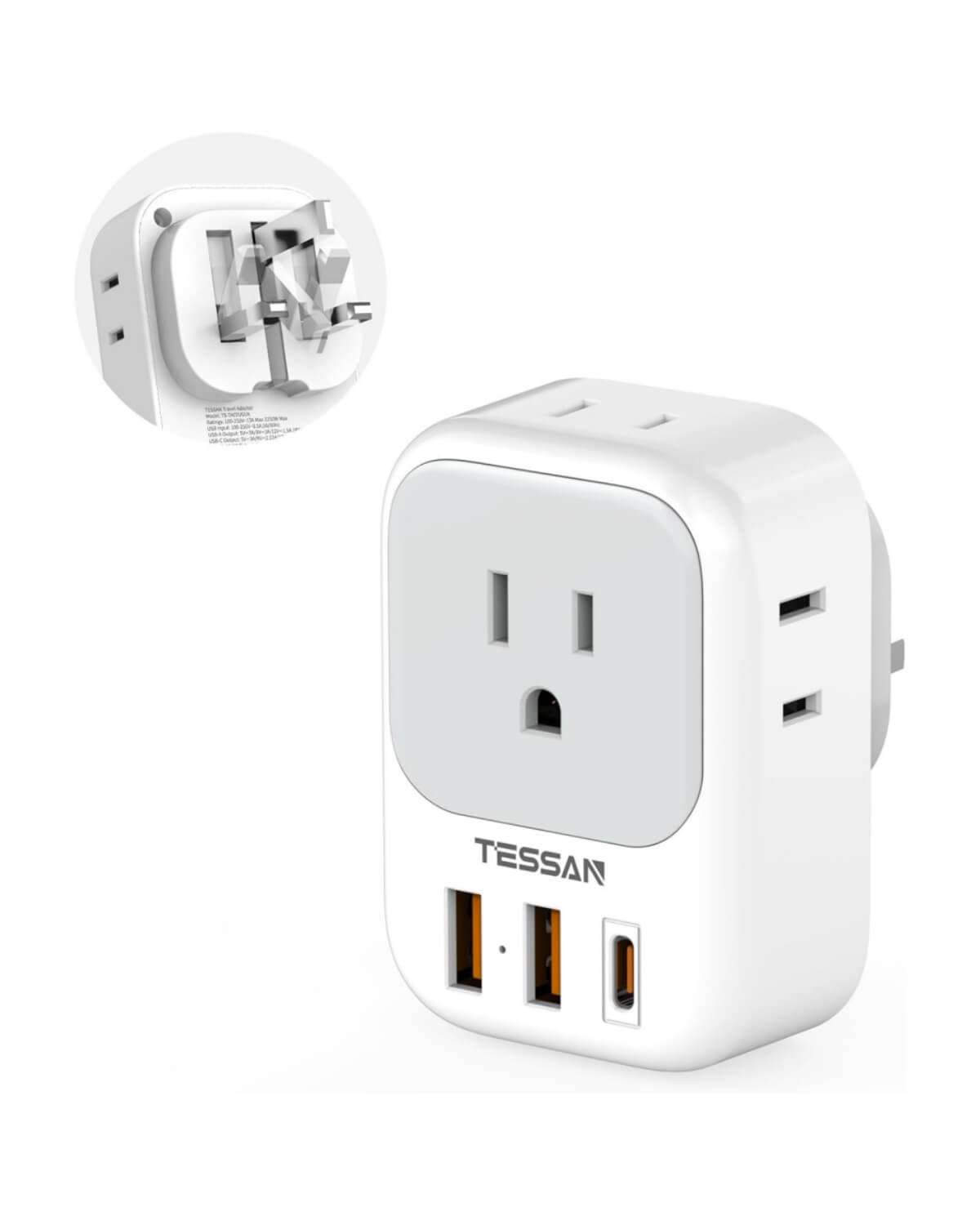 TESSAN US to UK Travel Plug Adapter Type G
