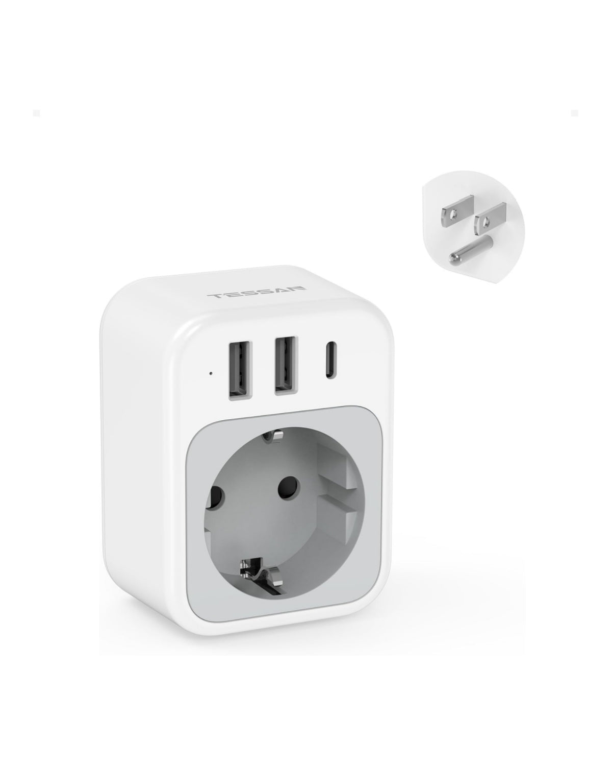 TESSAN EU to US Type C/E/F Plug Adapter TA03