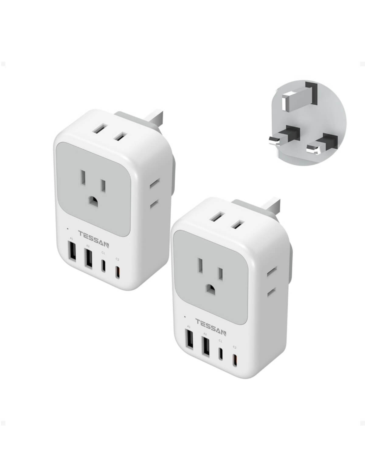 TESSAN UK Travel Adapter with 20W USB-C Fast Charging