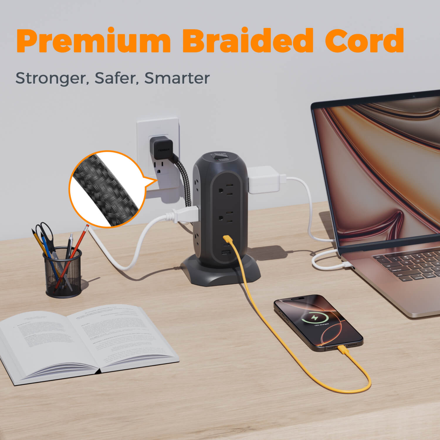 TESSAN 14-in-1 Tower Power Strip with USB-C Fast Charging