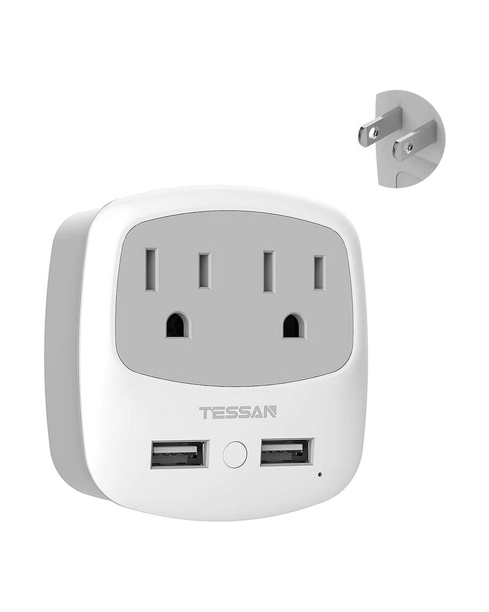 TESSAN US to Japan Plug Adapter, Outlet Adapter with 2 AC Outlets 2 USB