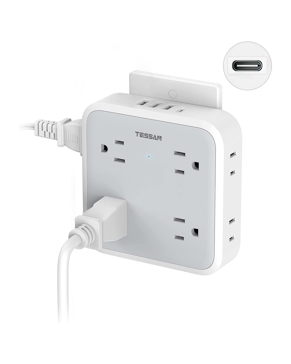 TESSAN USB Wall Charger, 4 Electrical USB Hub(1 USB C Port) Charging Station