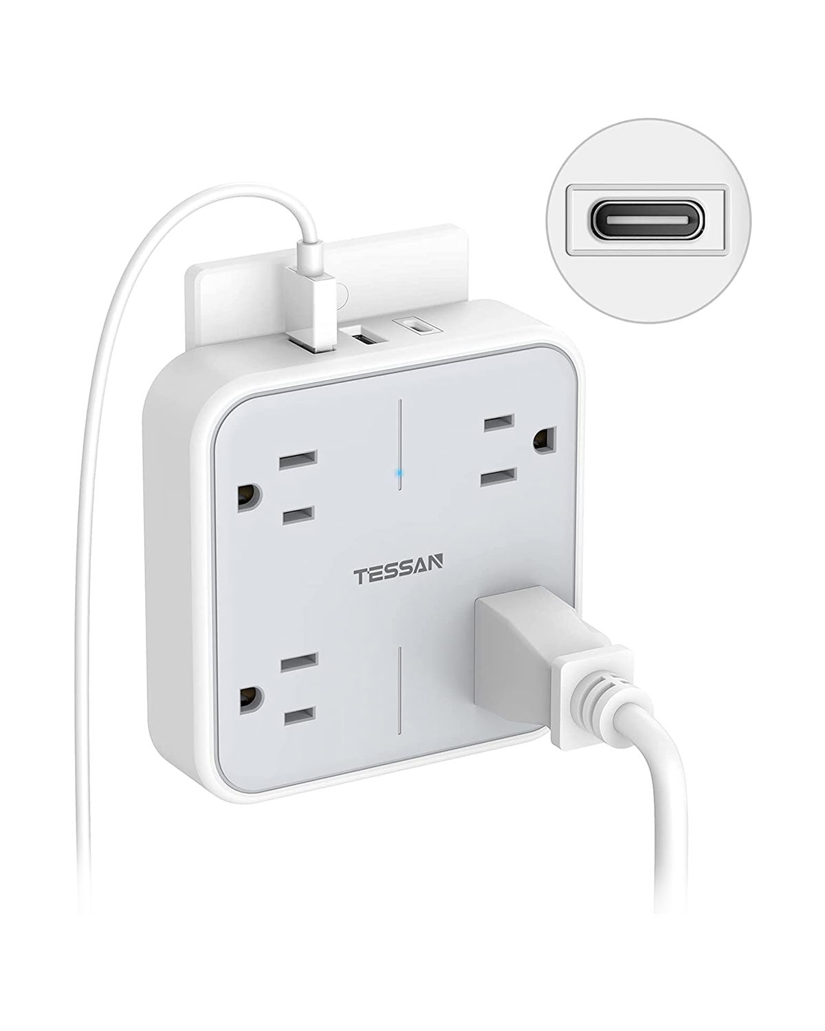 Multi Plug USB Wall Charger, 4 Outlet Splitter with 3 USB Wall Plug (1