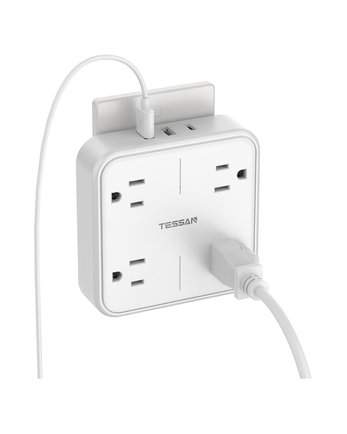 Multi Plug USB Wall Charger, 4 Outlet Splitter with 3 USB Wall Plug (1 USB C Port)