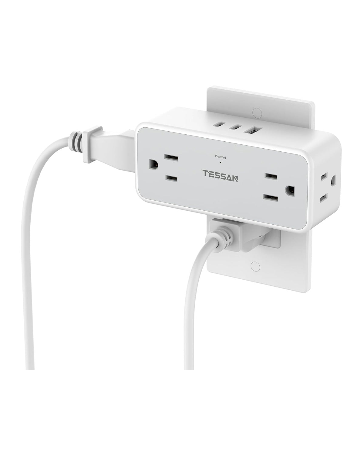 TESSAN Surge Protector, Multi Plug Outlet Splitter with 2 USB C