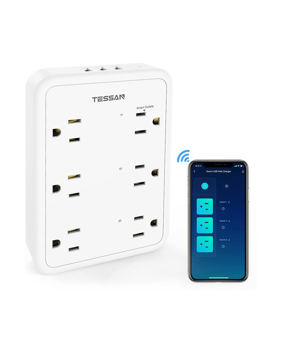 TESSAN Smart Power Strip with 6 Multi Outlet 3 USB