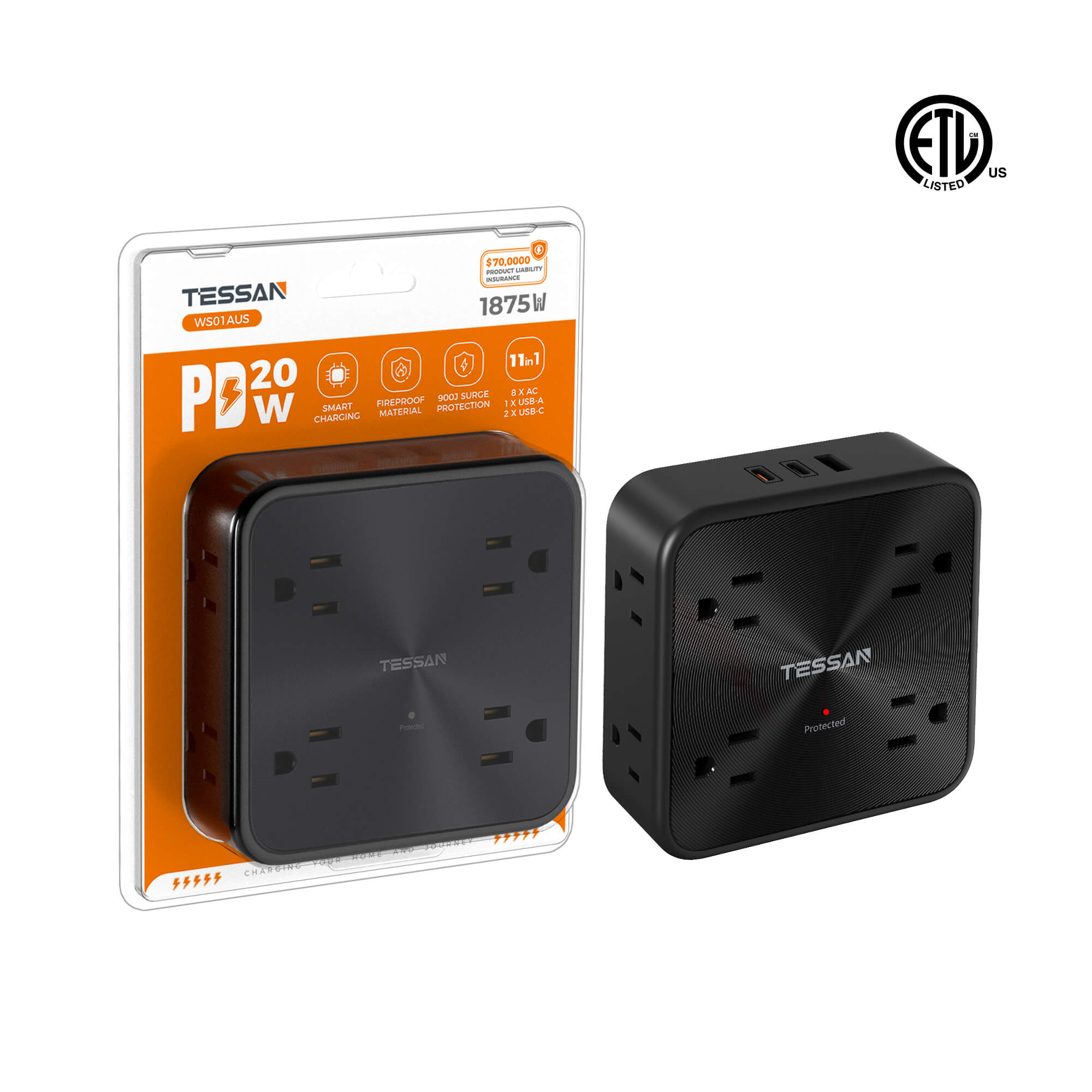 TESSAN Wall Surge Protector Plug Extender WM1026