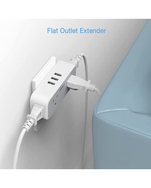 Travel Multi Plug Outlet Extender With 4 Outlet Box Splitter 3 USB Wall Charger