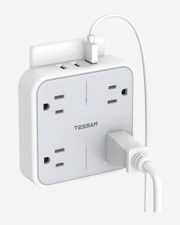 Surge Protector Multi Plug Outlet Extender With 4 Outlet Box Splitter 3 USB Wall Charger