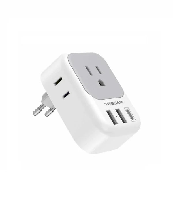 TESSAN European Travel Adapter(US To EU)  With USB Ports, to Most of Europe, Iceland Spain Italy France Germany