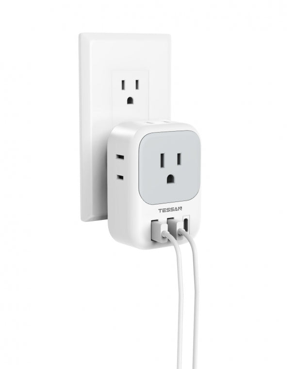 Multi Plug Outlet Extender With 4 Outlet 3 USB Wall Charger (Fast Charging PD 20W)