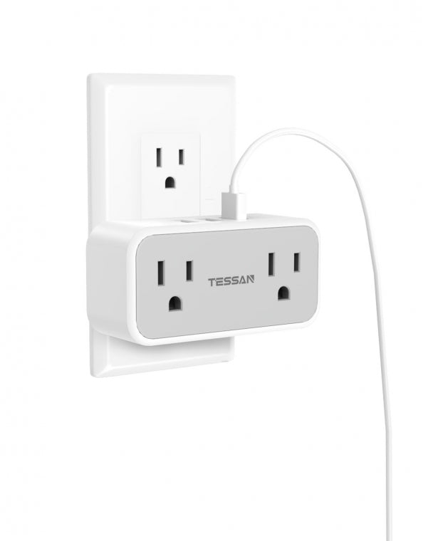 Travel Multi Plug Outlet Extender With 2 Outlet Box Splitter 3 USB Wall Charger