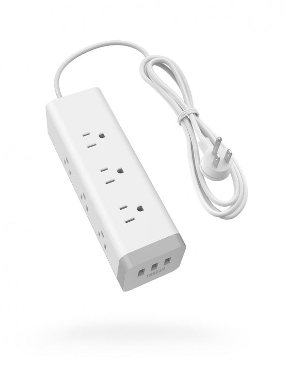 Surge Protector Power Strip 15 FT Extension Cord Flat Plug With 9 Outlets 3 USB Ports