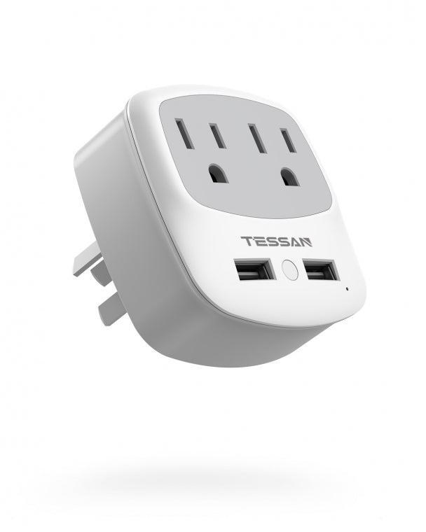 US To Australia/China Travel Adapter with 2 Outlets 2 USB (Type I Plug)