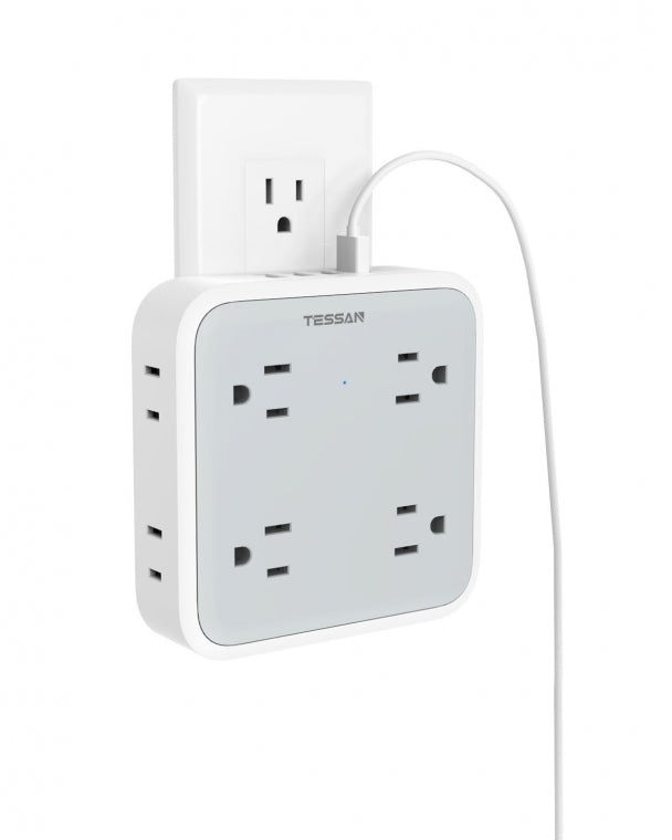 Surge Protector Multi Plug Outlet Extender With 8 Outlet Box Splitter 4 USB Wall Charger