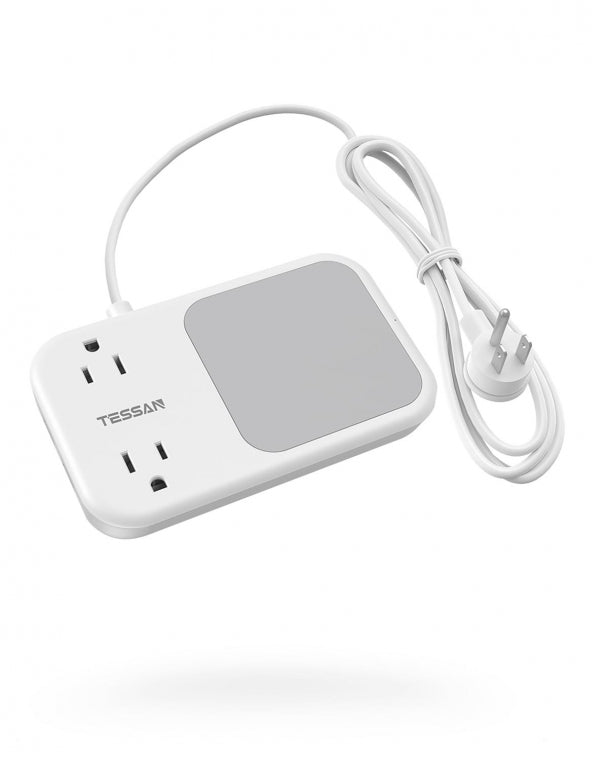 Wireless Charger Power Strip 4 FT Extension Cord With 2 Outlets 2 USB Ports